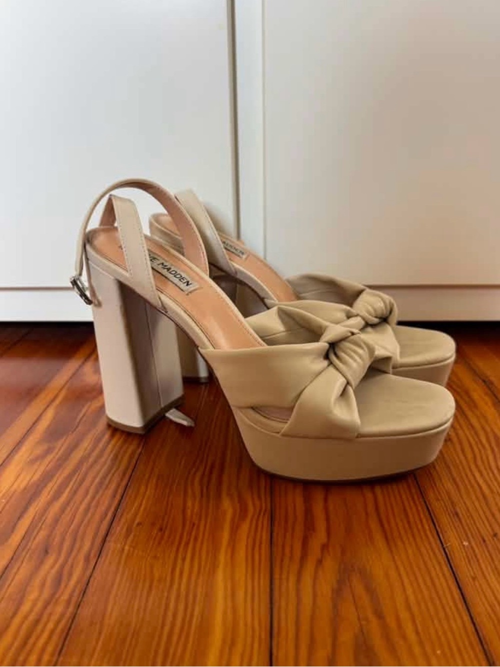 Steve Madden Neutral Knot Platform Slingback Heels